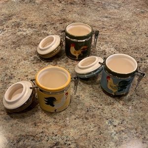 Set of 3 Rooster Jars with Lids